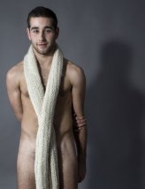 photograph of male nude covered by shawl