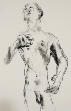 sketch of a male nude thinking of a beautiful chest