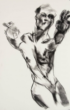 sketch of male nude with arm reaching out