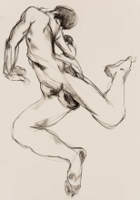 sketch of twisted male nude