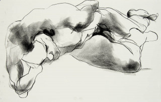 gesture sketch of male nude lying on his side