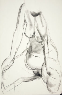 Figure drawing of a female nude sitting