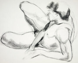 Figure drawing of a male nude reclining