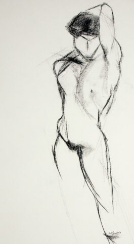 Figure drawing of a male nude standing