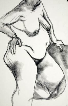 Figure drawing of a female nude standing