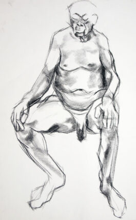 Figure drawing of a 80 years old nude male model