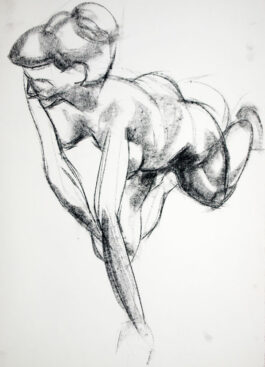 Figure drawing of a female nude creeping