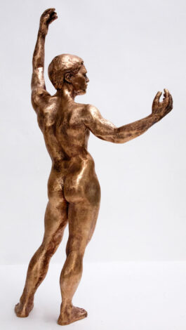 bronze sculpture of a male nude standing