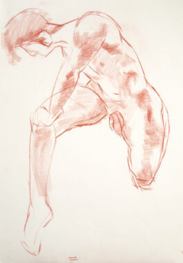 Drawing of a male nude life model