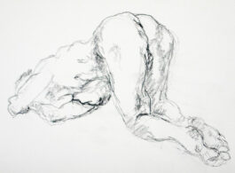 figure sketch of a male nude crawling