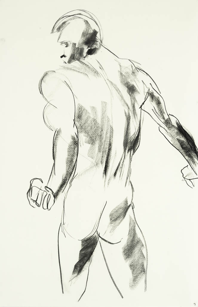 sketch of a male nude seen from the back