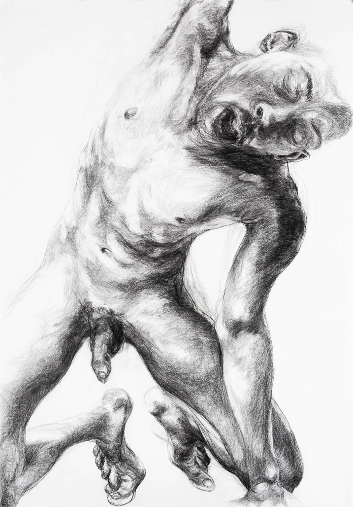 male nude in an overwhelming position