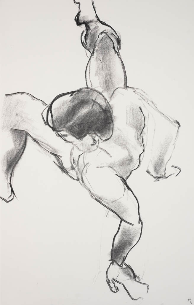 sketch of male nude life model reclining